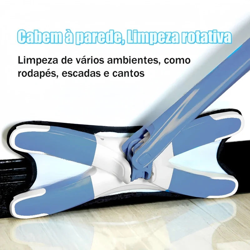 Esfregão Giratório Lava E Seca Torção Microfibra Multiuso Limpeza de Piso Cozinha Limpa Rodo Mágico 360°